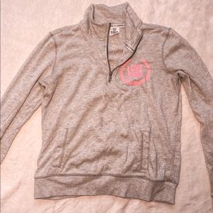 Light grey quarter zip PINK sweatshirt